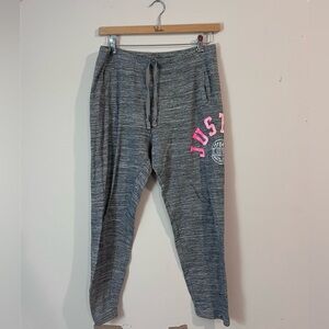 Justice Gray Joggers with Pink Logo